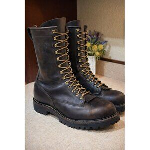 Drew’s 12” Leather Work Boots Men’s 11.5D | USA Made Logger Lace-Up